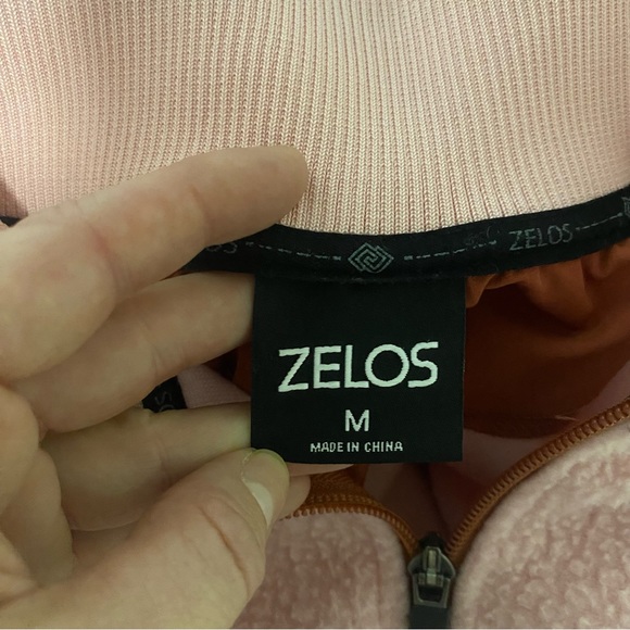 Zelos 1/2 Zip Light Pink Fleece Ribbed Hem Pullover Size Med - Picture 5 of 5
